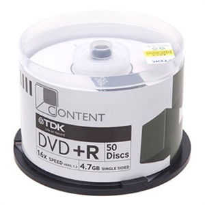 【当当销售配送】TDK DVD+R 16X 4.7GB 肯定 50片桶装 刻录盘