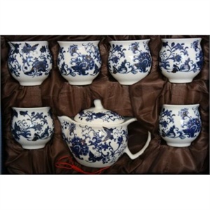 瑞恒逸品青花瓷7头功夫茶具套装(蝶恋花)