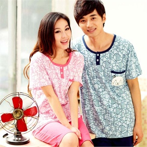 雪俐shirley 夏季新品情侣睡衣短袖针织棉家居服套装 2620-3620