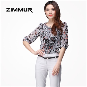 ZIMMUR 2012春装 夏装 OL衬衫 雪纺衫 衬衣 Z12XUC025AC 显瘦