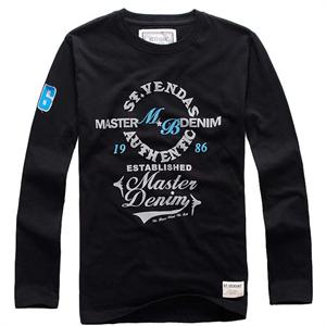 ST.VENDAS男装字母印花休闲圓领長袖T恤03TL54011