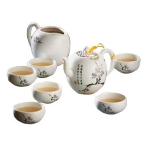 台湾茶具宜龙水墨梅花8件茶具组水墨梅花8入壶