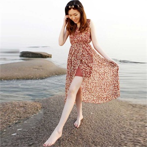 连衣裙韩都衣舍 韩国2012夏装新款碎花圆领无袖连衣裙NN3104L01