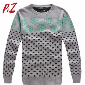 【品牌直供】PPZ 男装 时尚纯棉波点圆领毛衣 男ct-011007