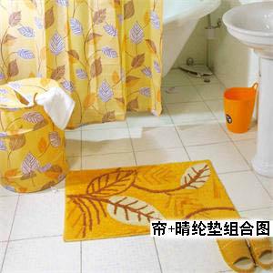 京彩套装时尚卫浴（浴帘180cm乘200cm+晴纶垫）英伦叶子系列