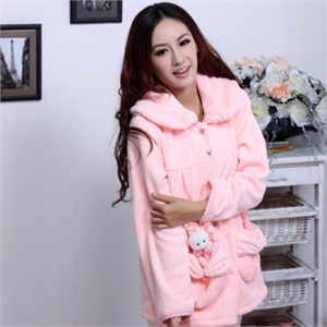 女装 长袖可爱少女加厚保暖珊瑚绒睡衣家居服套装