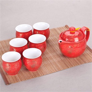 唯茶工坊景德镇7头茶具－红双喜