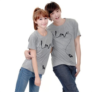 达思彼 新款韩版时尚LOVE休闲圆领情侣装T恤BYL608