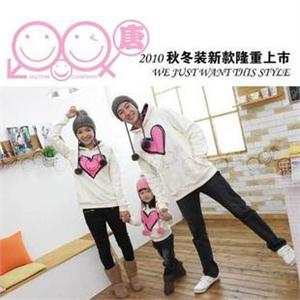 QQTOM 秋冬装亲子装 情侣装 心型带帽加厚卫衣外套QQD715白