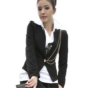 PayDaily女装 2011秋冬装新品韩版气质配金属链条修身西装XXG02