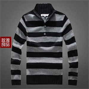 诠渡良品 新款男士韩版休闲条纹热卖毛衣 81494