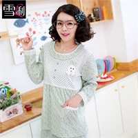 雪俐<em>女人睡衣</em>家居服<em>女士</em>纯棉长袖<em>加厚</em>韩国<em>睡衣</em>