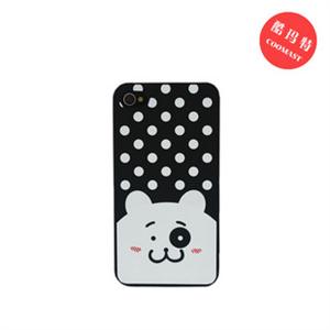 苹果 iphone 4G 4代手机套手机壳保护套点点大脸猫（黑底白点）