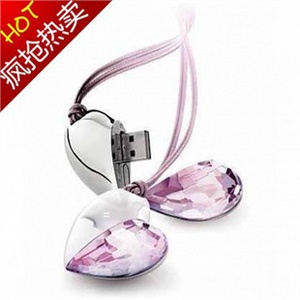 透明心形水晶U盘 4G 个性U盘 创意U盘 商务礼品U盘