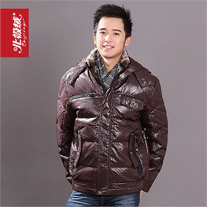 2010冬季新款 北极绒羽绒服专柜正品男式时尚休闲981001獭兔毛领