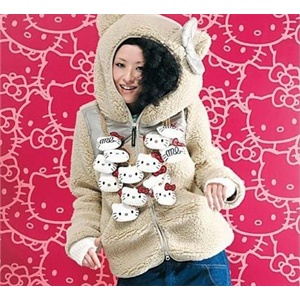 蓝枝雪 秋冬装耳朵蝴蝶结超厚羊羔毛棉衣