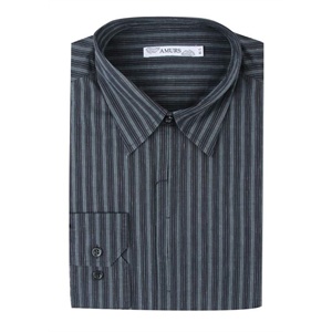 【品牌直供】AMURS/爱缪斯正品 秋装新款 黑白条纹长袖衬衣 男士高档衬衫