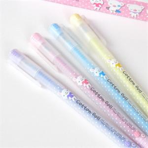 爱好8621布绒娃娃中性笔 0.38mm全针管 黑/蓝笔芯