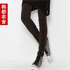 【时尚新品】韩都衣舍 韩国秋冬新品女 条绒修身铅笔裤YK1182