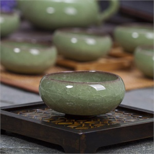 唯茶工坊高温7头冰裂釉茶具套装001浅绿