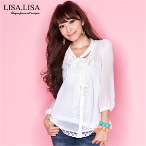 LISALISA/丽莎丽莎时尚经典雪纺长袖衬衫 AW1617