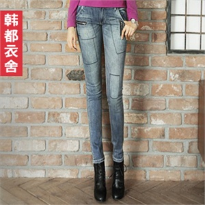 【时尚新品】韩都衣舍 韩国秋冬新品女 修身小脚牛仔裤YK1337