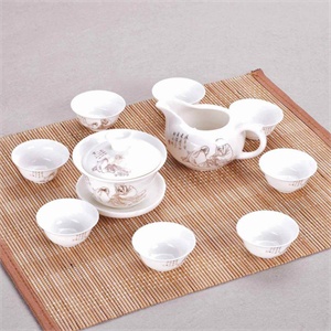 唯茶工坊景德镇10头套装茶具－10头金茶道