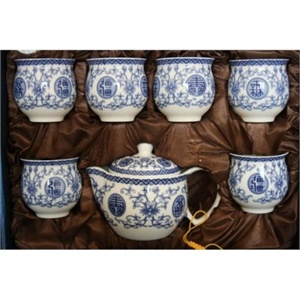 瑞恒逸品青花瓷7头功夫茶具套装(万寿无疆)