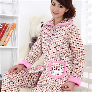 靓舒帛 2011冬装 女士加厚超柔珊瑚绒夹棉家居服套装 8823