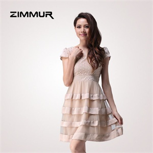 zimmur 夏装 春装 中腰圆领绣花 连衣裙 Z12XQC746T0 显瘦