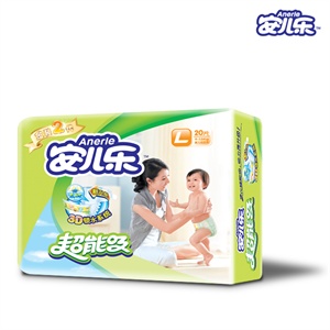 安儿乐 超能吸(棉柔干爽)婴儿纸尿裤中包装大号L 20片