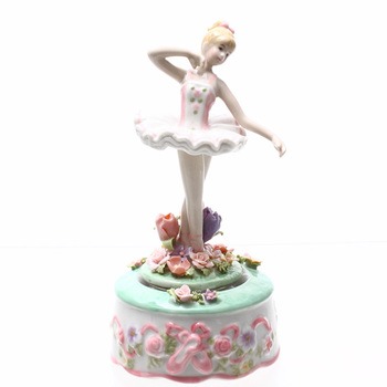 清凉音进口机芯陶瓷芭蕾舞女孩旋转音乐盒八音盒生日礼物创意礼品