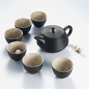 包邮 顶级台湾茶具7件装 旋转壶茶组-禅风白/黑 LBTS003