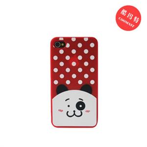 苹果iphone4G4代手机套手机壳保护套点点大脸猫（红底白点）