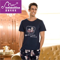 露迪玛莉莲 <em>男士</em>纯棉短袖长裤<em>睡衣 夏季卡通</em>情