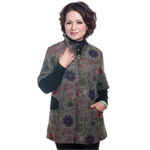 whats新款女装中老年秋季服装时尚妈妈装立领短袖上衣/外套