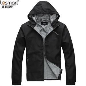 LESMART男装 2012春季新品 连帽格纹内里休闲夹克 男士卫衣夹克