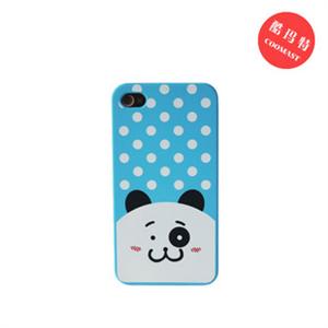 苹果 iphone 4G 4代手机套手机壳保护套点点大脸猫(蓝底白点)