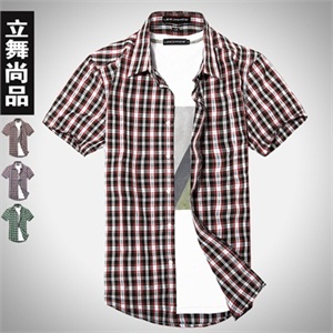 立舞尚品 夏装热销款 经典百搭条纹休闲衬衫 男 短袖 8337-C