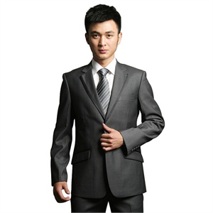 V3 MAN 深灰 两扣平驳领 包边西服套装