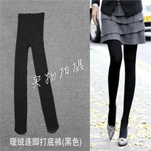 想飘内衣 秋冬新款修身美体暖绒连脚打底裤/保暖裤-黑色