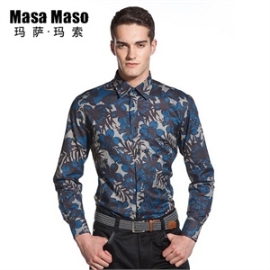 MasaMaso玛萨玛索 印花风格 大印花 时尚休闲衬衫 3227