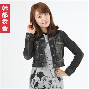 牛仔外套 韩都衣舍 12春季新品女韩版牛仔外套LO1077L01