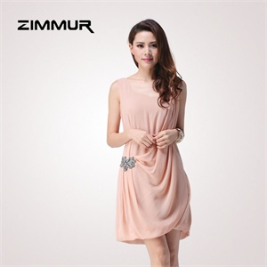 zimmurr 夏装 春装 时尚圆领气质 连衣裙 Z12XQC798T0 显瘦
