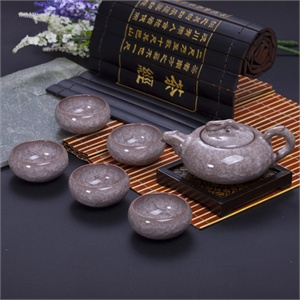唯茶工坊高温7头冰裂釉茶具套装005浅紫
