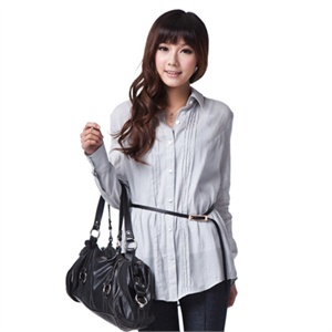 GIULIE 2011春装新款女装按竖条直身中长款衬衫S-016