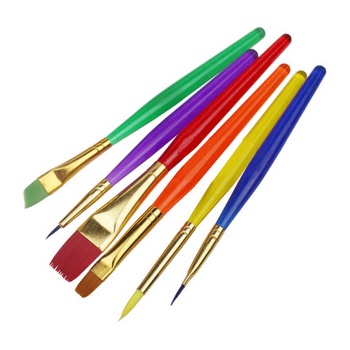 儿童颜料画笔 糖果彩色透明塑料杆 儿童宝宝画笔笔刷 6支套装
