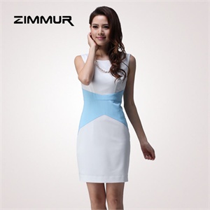 zimmur 夏装 春装 中腰圆领无袖 连衣裙 Z12XQS526WB 显瘦
