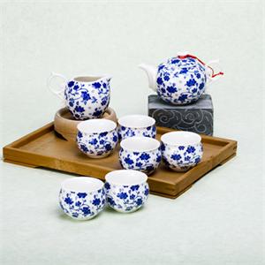 唯茶工坊德化瓷8头双缠枝花功夫茶具套装