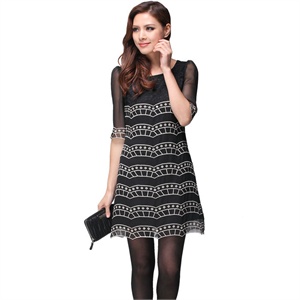 2012女装春装新品ZIMMUR手工订珠蕾丝修身连衣裙[Z11CQC235NC]